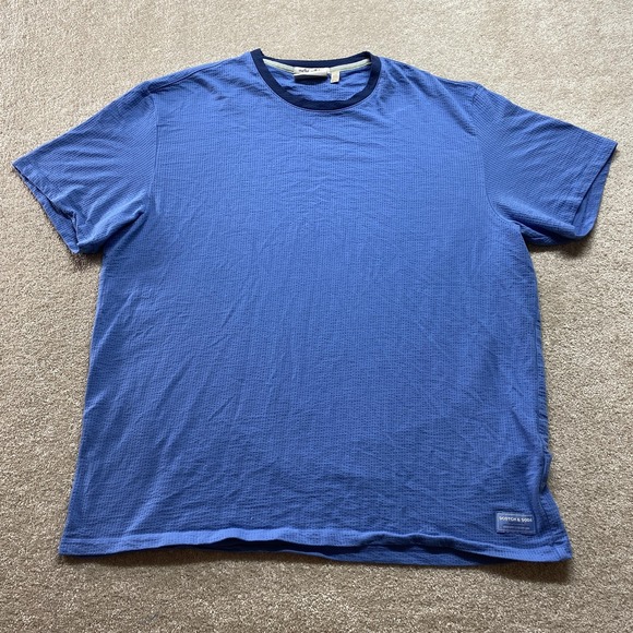 Scotch & Soda Shirt Mens 2XL Blue Waffle Knit Crewneck Short Sleeve Amsterdam - Picture 1 of 10